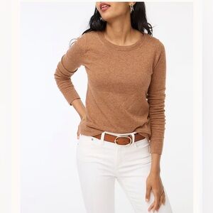 J Crew Cotton Wool Blend Sweater Camel Heather Brown